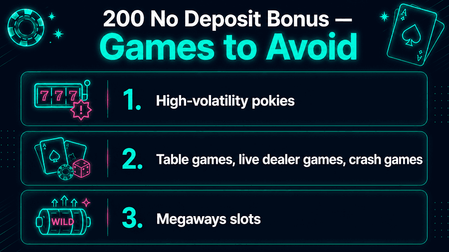 Games You Should Avoid When Playing Your $200 No Deposit Bonus